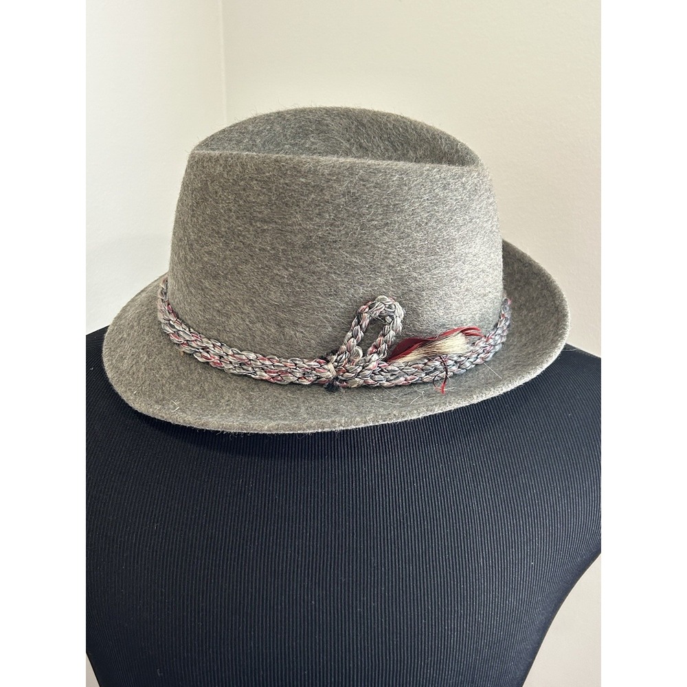 Monaco Finefelts Wool Felt Blend‎ Fedora Hat Gray Men's Classic Feathers VTG 40s